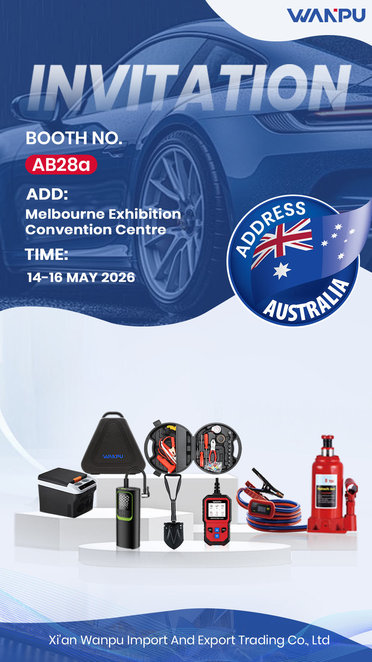 WANPU Auto Aftermarket Expo Australia 2026 Invitation — Booth AB28a
